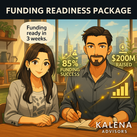 Funding readiness package for startups - Pre-Seed to Series A pitch deck and financial modeling from Kalena Advisors